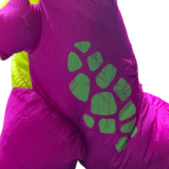 Vtg Fisher Price Puffalump Plush Purple Dinosaur Parachute Nylon Squeaks 1992 - Picture 5 of 5